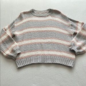 Lush Striped Gray and Pink Women's Sweater